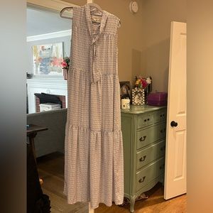 Gorgeous tiered maxi dress with gold thread